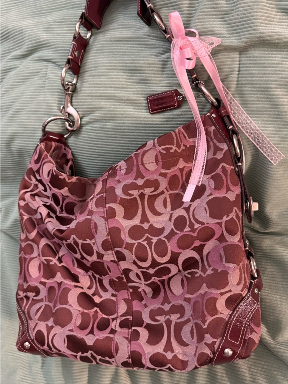 Rare Coach Maroon/Pink Large Carly - Picture 3 of 6